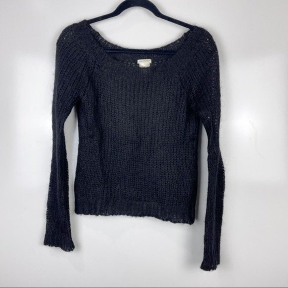 Old Navy Black Long Sleeve Mohair Knit Sheer Sweater Size Small - Picture 1 of 8
